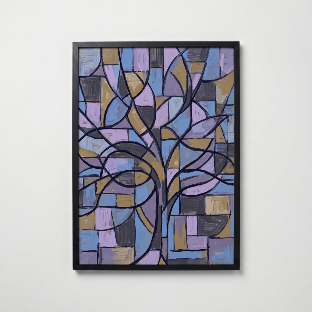 Piet Mondrian Blossoming Tree in Blue Poster – svart ram