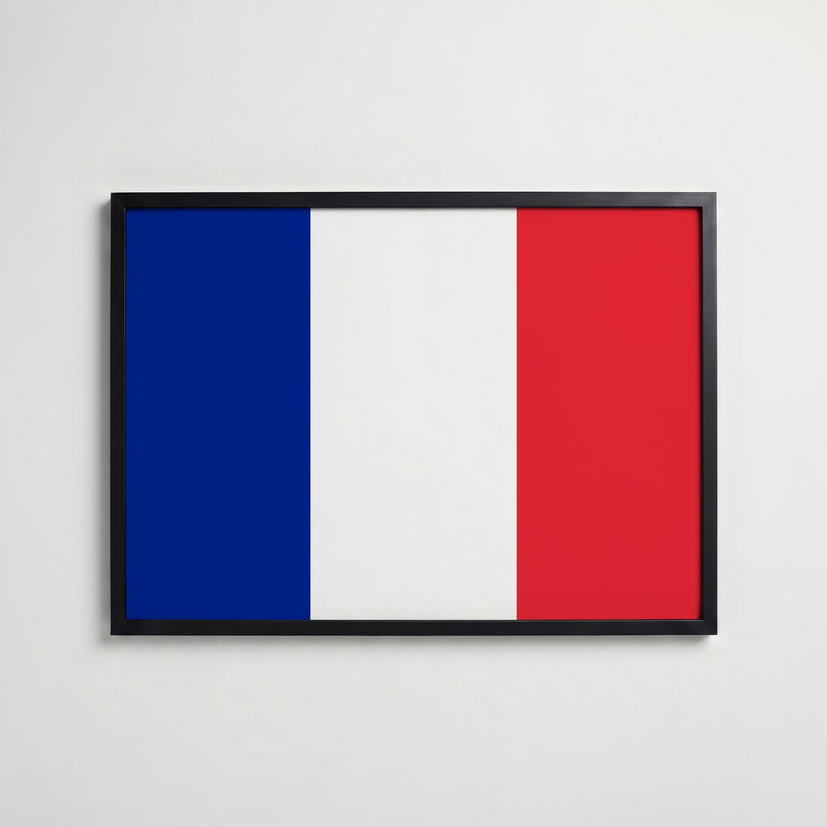 France National Flag Poster i svart ram – stilren konsttryck som väggdekor från Bozetto
