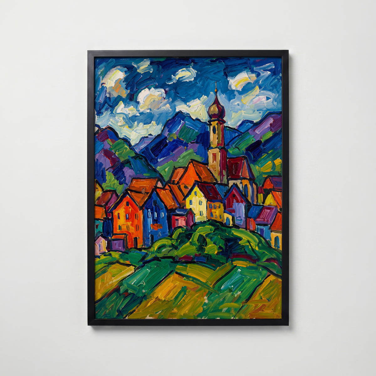 Wassily Kandinsky Village in Murnau Poster – svart ram