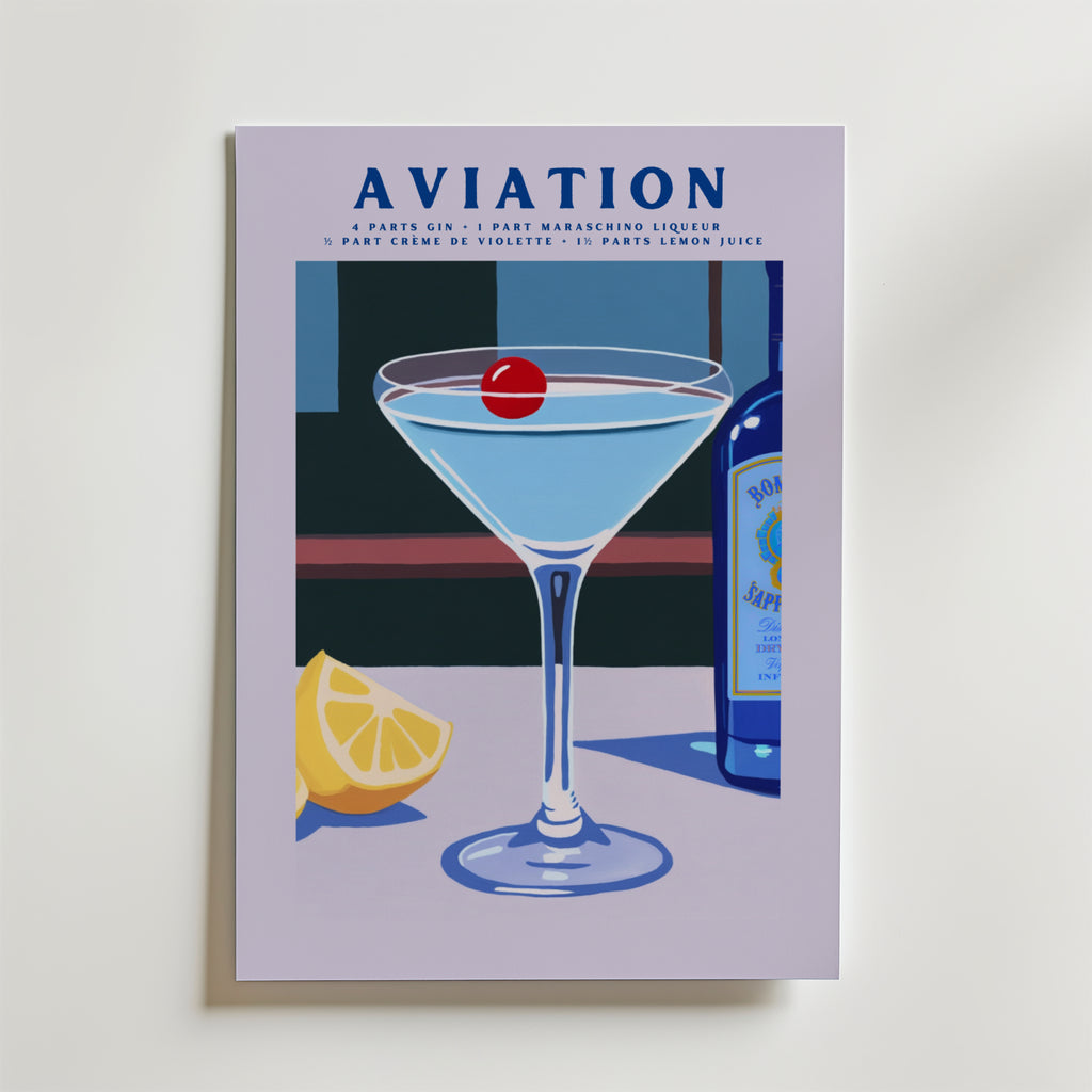 Aviation Drink – stilfullt konsttryck från Bozetto, tryckt på matt finpapper i hög tryckkvalitet