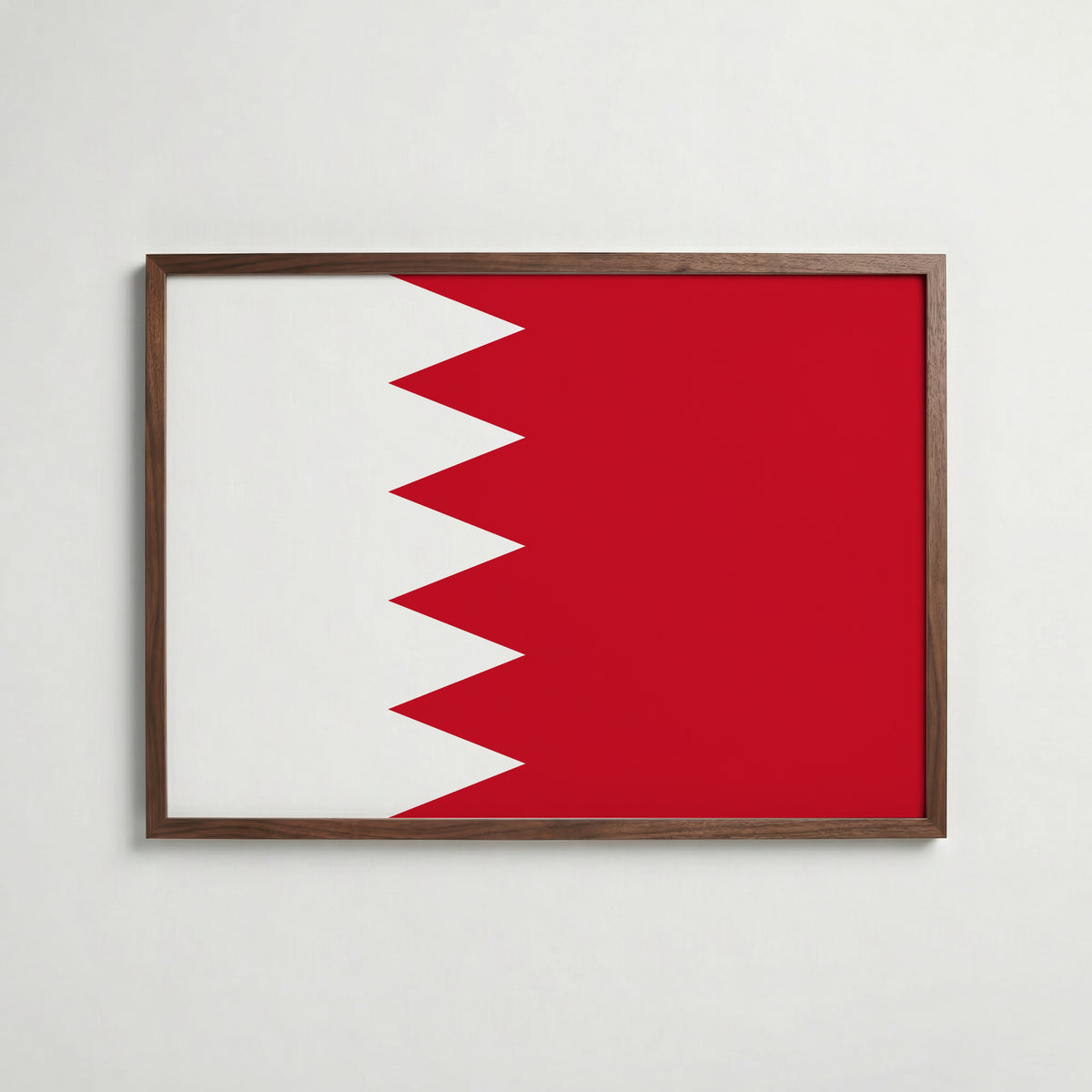 Bahrain National Flag Poster i valnötsram – varm konstaffisch för hemmet från Bozetto