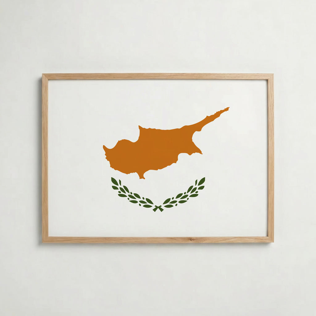 Cyprus National Flag Poster i ekram – inramad konsttryck för stilren inredning hos Bozetto