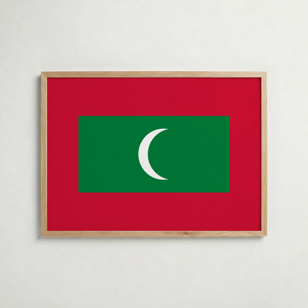 Maldives National Flag Poster i ekram – inramad konsttryck för stilren inredning hos Bozetto
