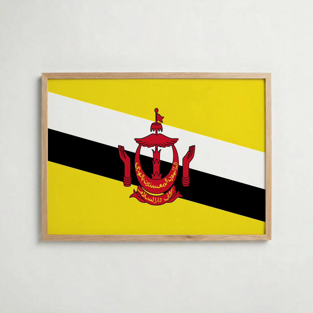 Brunei National Flag Poster i ekram – inramad konsttryck för stilren inredning hos Bozetto