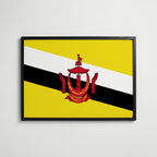 Brunei National Flag Poster i svart ram – stilren konsttryck som väggdekor från Bozetto
