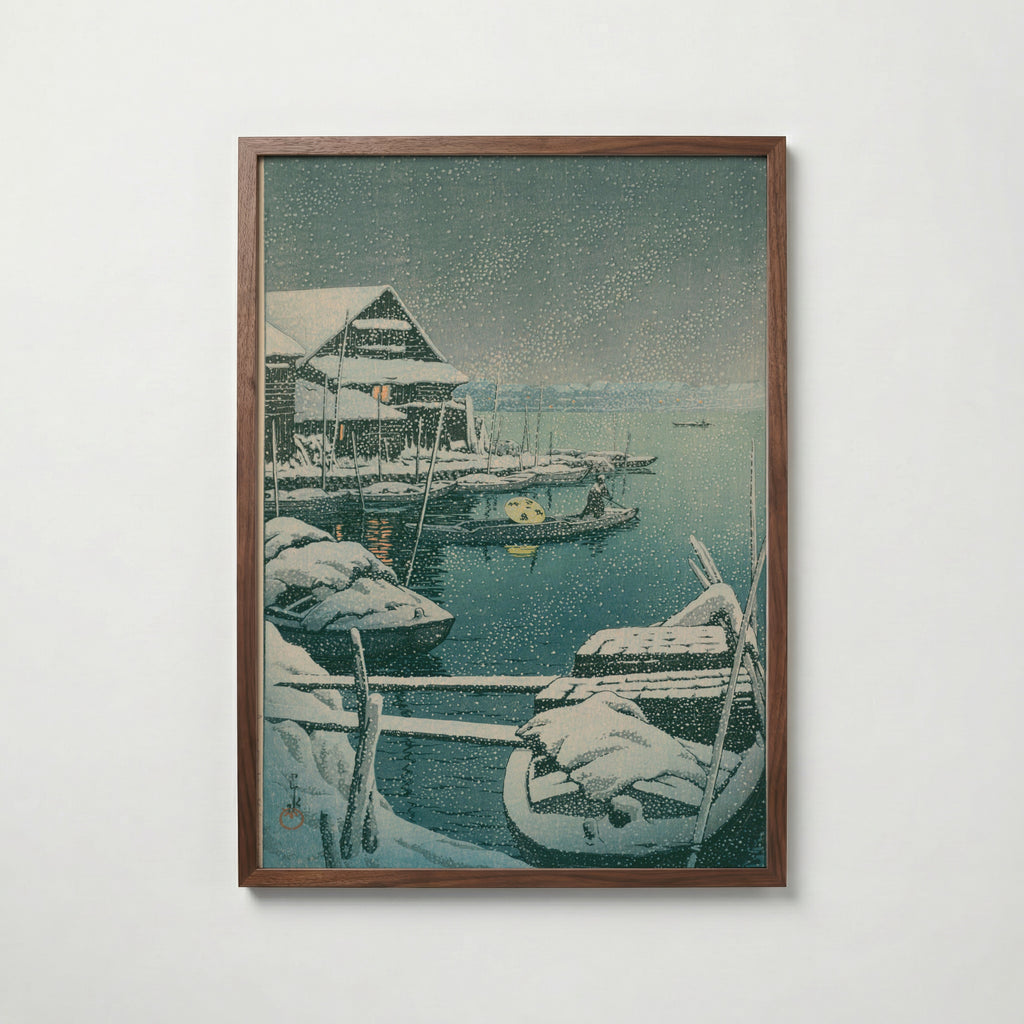 Hasui Kawase Snow at Mukojima 1931 Poster – valnötsram