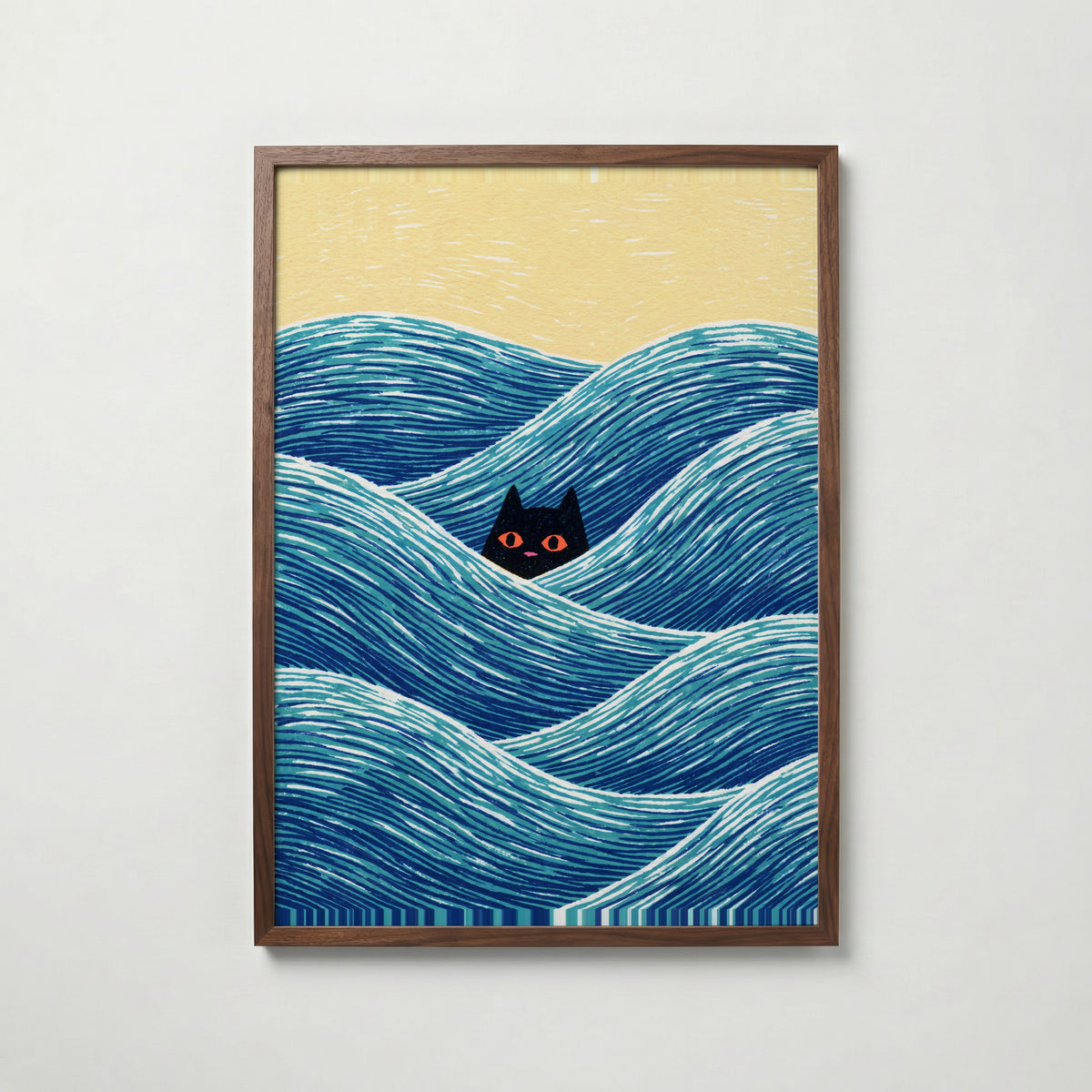 Hidden Cat Waves Poster – valnötsram