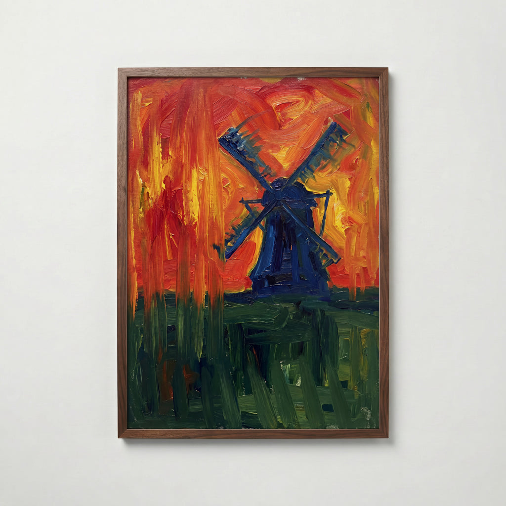 Piet Mondrian Windmill at Dusk Poster – valnötsram