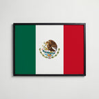 Mexico National Flag Poster i svart ram – stilren konsttryck som väggdekor från Bozetto
