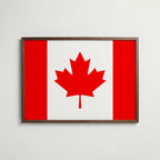Canada National Flag Poster i valnötsram – varm konstaffisch för hemmet från Bozetto