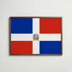 Dominican Republic National Flag Poster i valnötsram – varm konstaffisch för hemmet från Bozetto