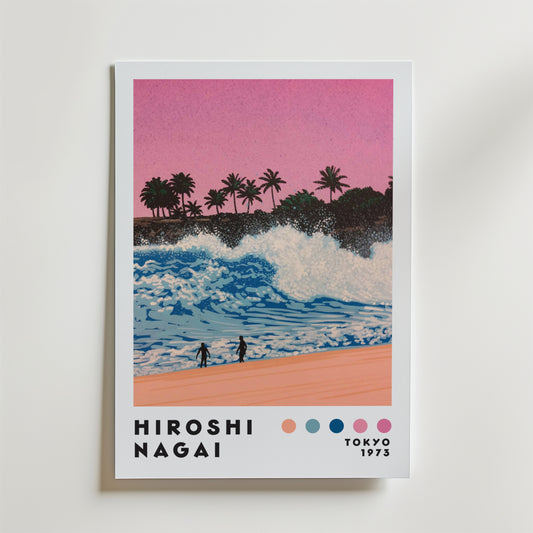Hiroshi Nagai Sunset Surf Poster