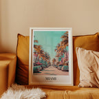 Väggmockup av The Miami affisch på ljus tegelvägg – Bozetto konsttryck i hög tryckkvalitet