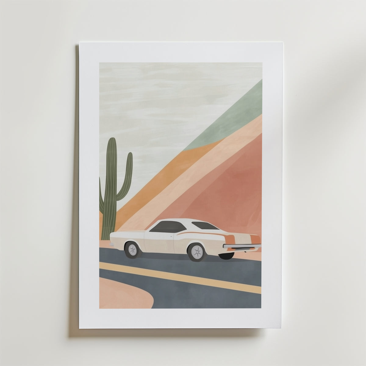 Desert Drive – stilfullt konsttryck från Bozetto, tryckt på matt finpapper i hög tryckkvalitet
