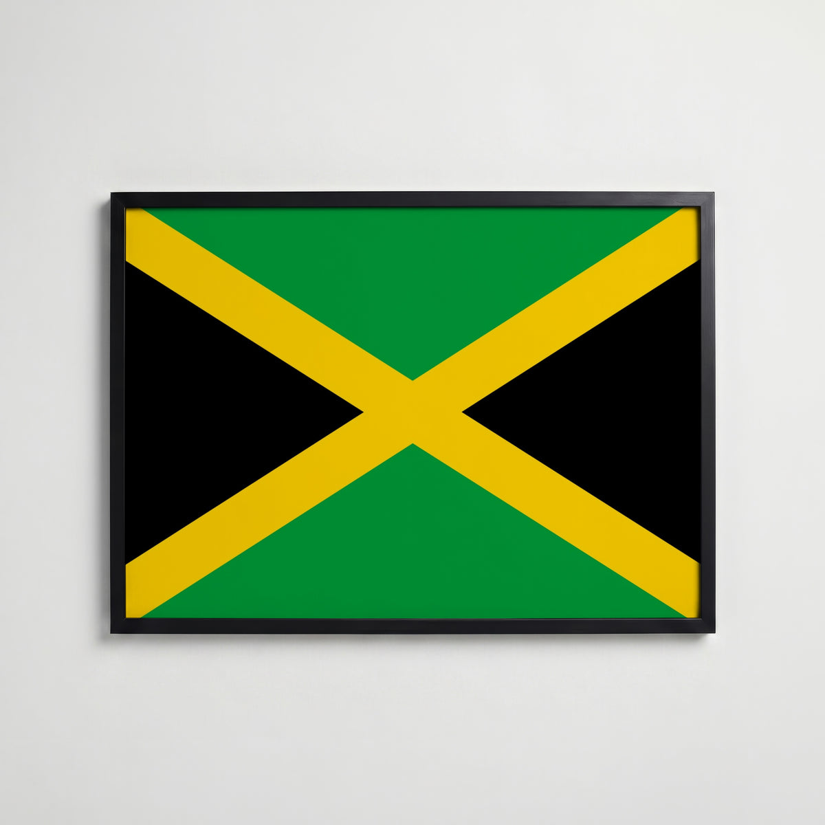 Jamaica National Flag Poster i svart ram – stilren konsttryck som väggdekor från Bozetto