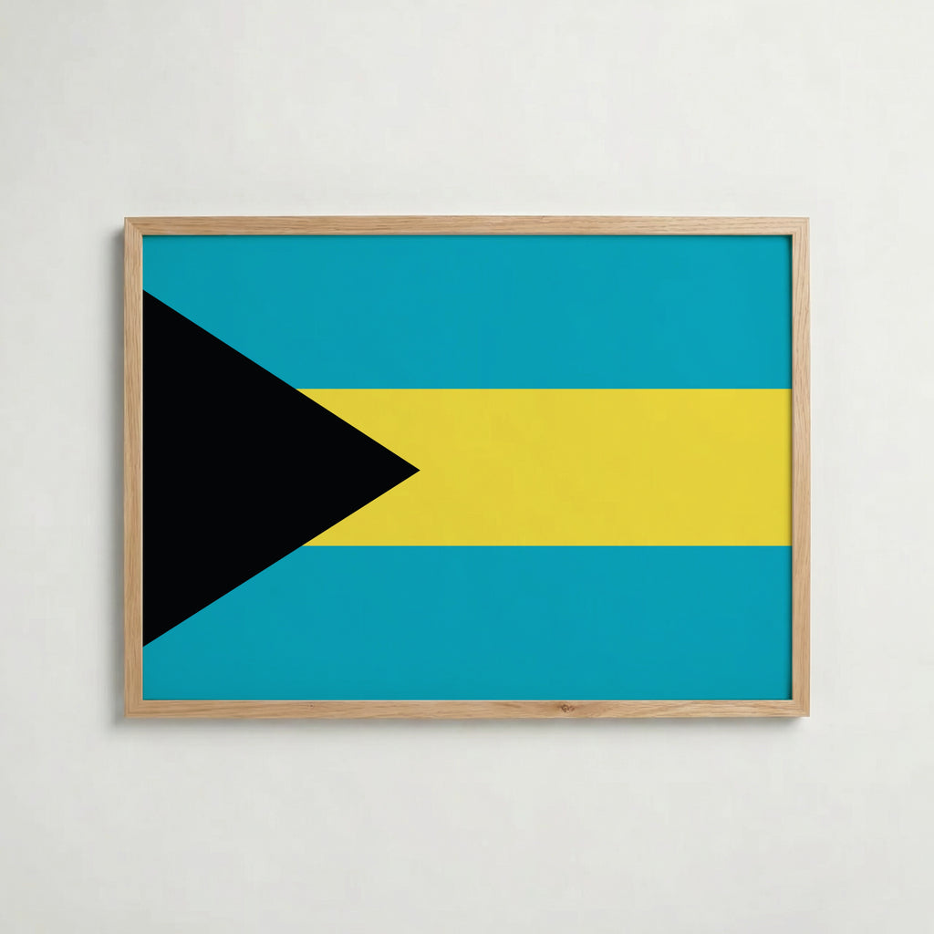 Bahamas National Flag Poster i ekram – inramad konsttryck för stilren inredning hos Bozetto