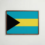 Bahamas National Flag Poster i valnötsram – varm konstaffisch för hemmet från Bozetto