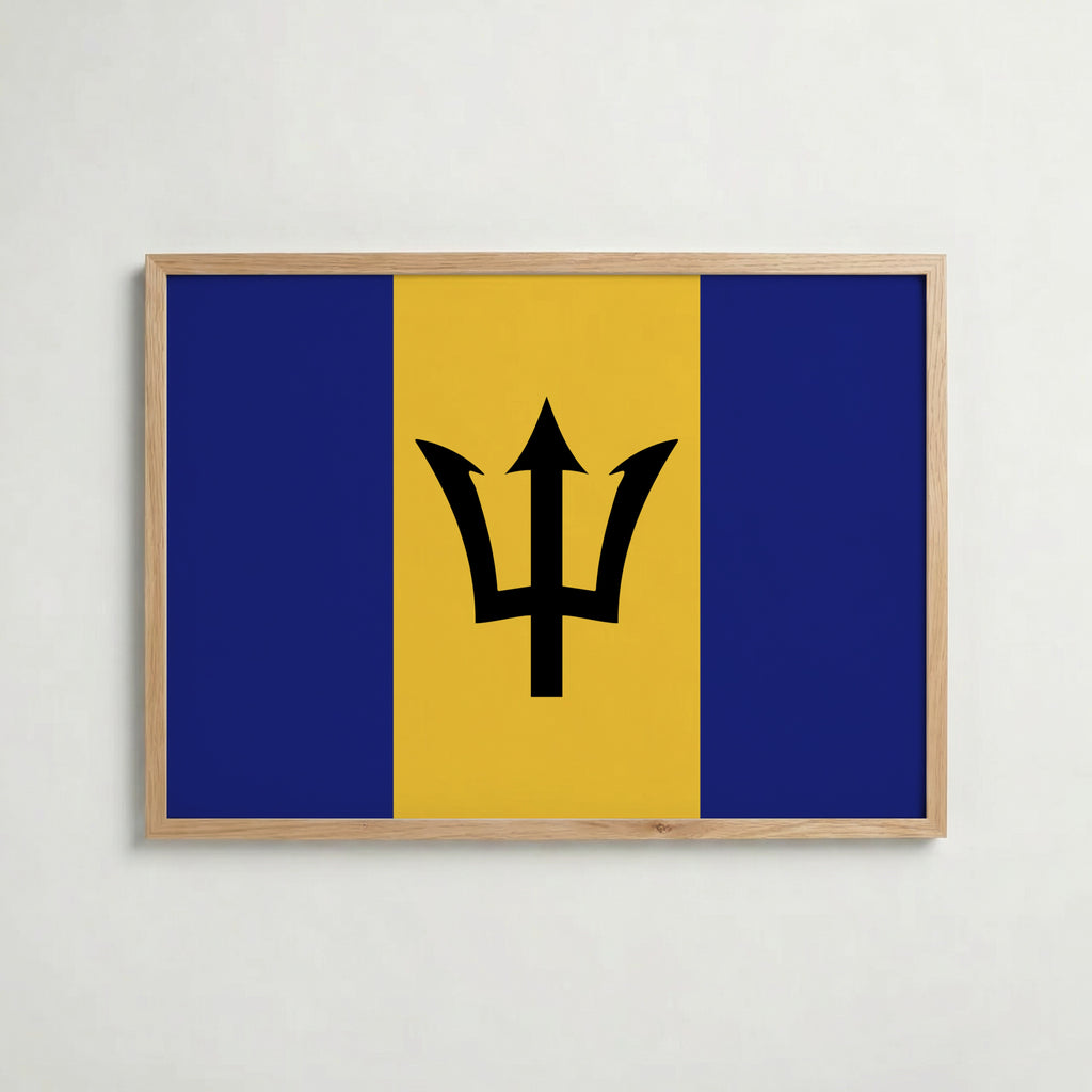 Barbados National Flag Poster i ekram – inramad konsttryck för stilren inredning hos Bozetto