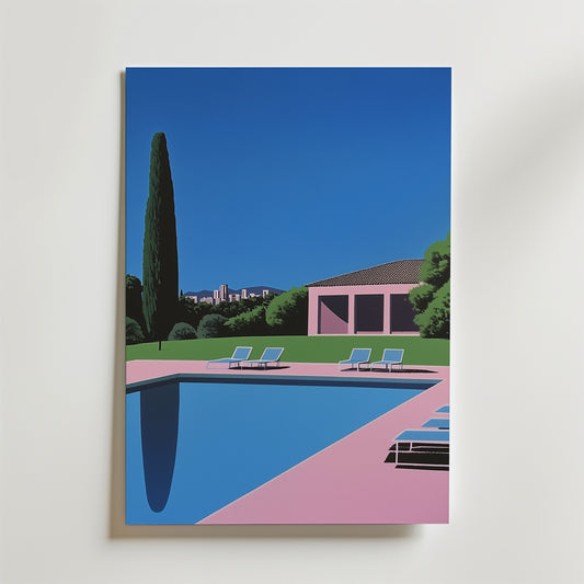 Pink & Blue Retro Hiroshi Poster