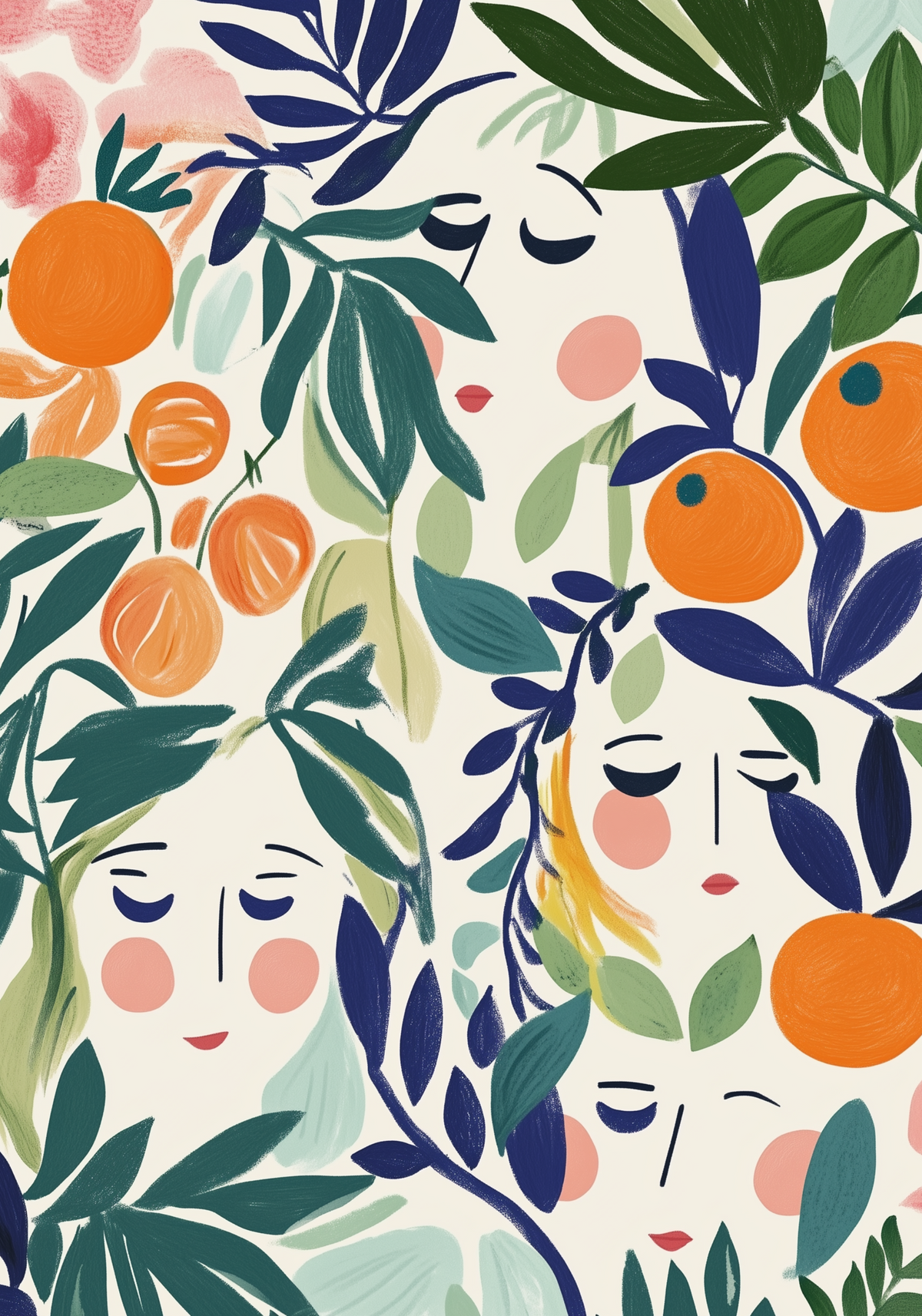 Faces in Bloom – affisch med snyggt motiv, köp enkelt hos Bozetto i flera storlekar