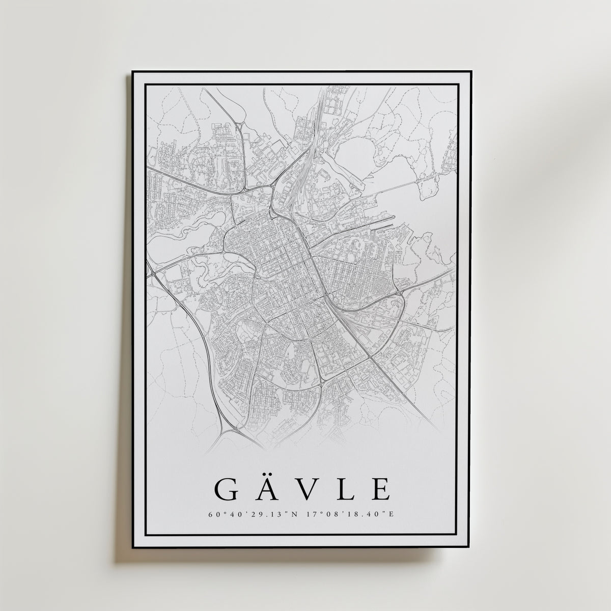 Storleksguide för Gävle Karta – välj din favoritstorlek och beställ hos Bozetto i hög tryckkvalitet