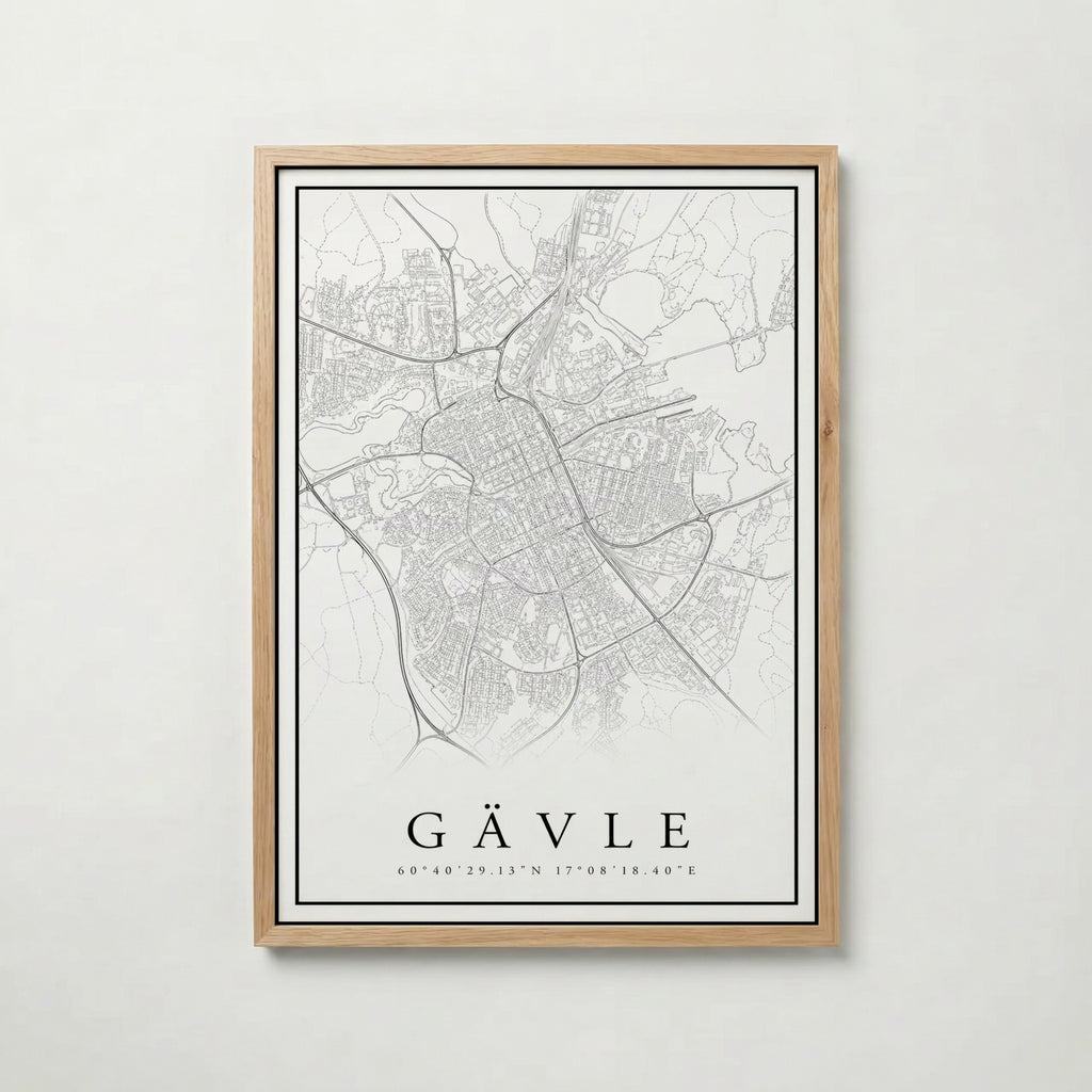 Gävle Karta poster i flera storlekar – jämför mått och välj rätt hos Bozetto i hög tryckkvalitet