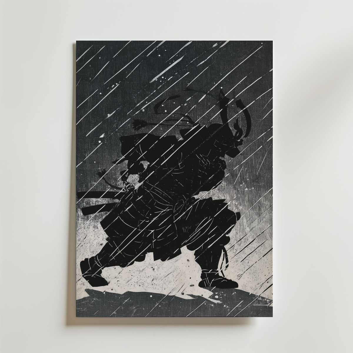 Shadow Samurai – stilfullt konsttryck från Bozetto, tryckt på matt finpapper i hög tryckkvalitet