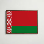 Belarus National Flag Poster i valnötsram – varm konstaffisch för hemmet från Bozetto