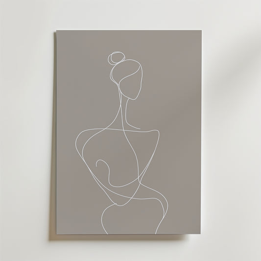 White Line Woman Silhouette Poster