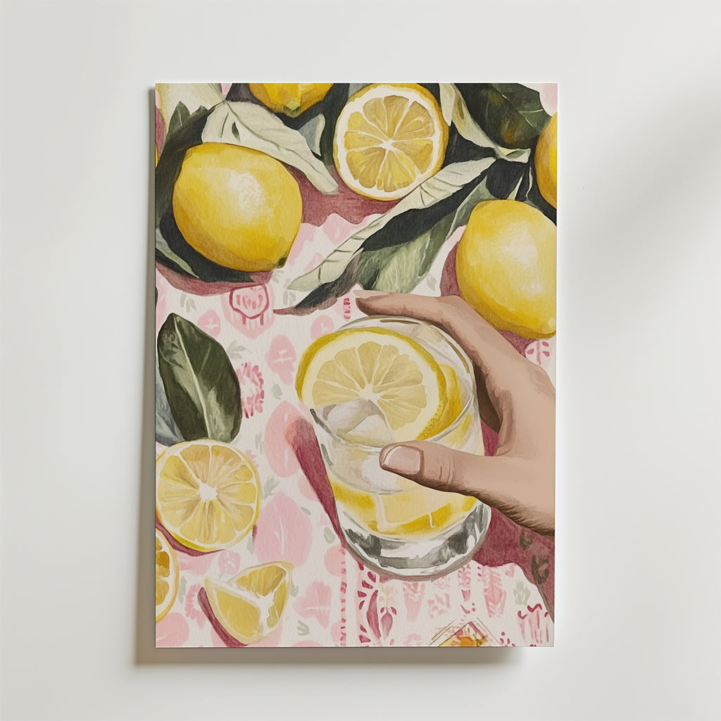 Lemon Delight Drink – stilfullt konsttryck från Bozetto, tryckt på matt finpapper