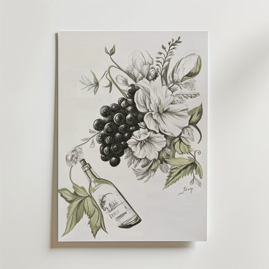 Vintage Grape And Floral Poster