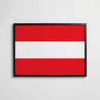 Austria National Flag Poster i svart ram – stilren konsttryck som väggdekor från Bozetto