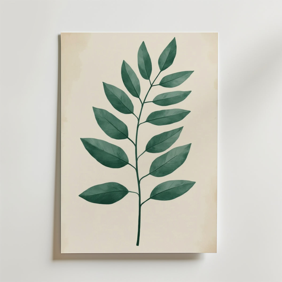 Single Green Leaf – stilfullt konsttryck från Bozetto, tryckt på matt finpapper i hög tryckkvalitet