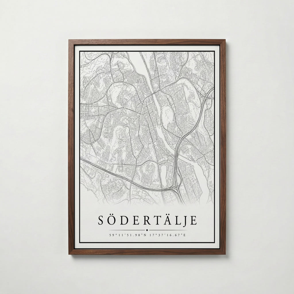 Södertälje Karta poster i flera storlekar – jämför mått och välj rätt hos Bozetto
