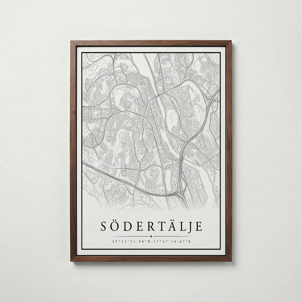 Södertälje Karta poster i flera storlekar – jämför mått och välj rätt hos Bozetto
