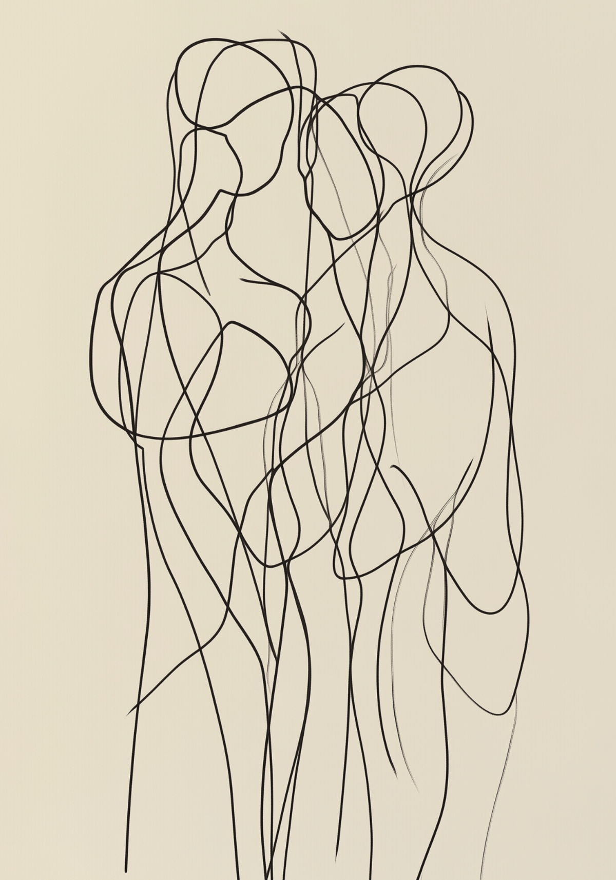 Minimalist Line Art Trio – köp enkelt hos Bozetto konsttryck i hög kvalitet i hög kvalitet