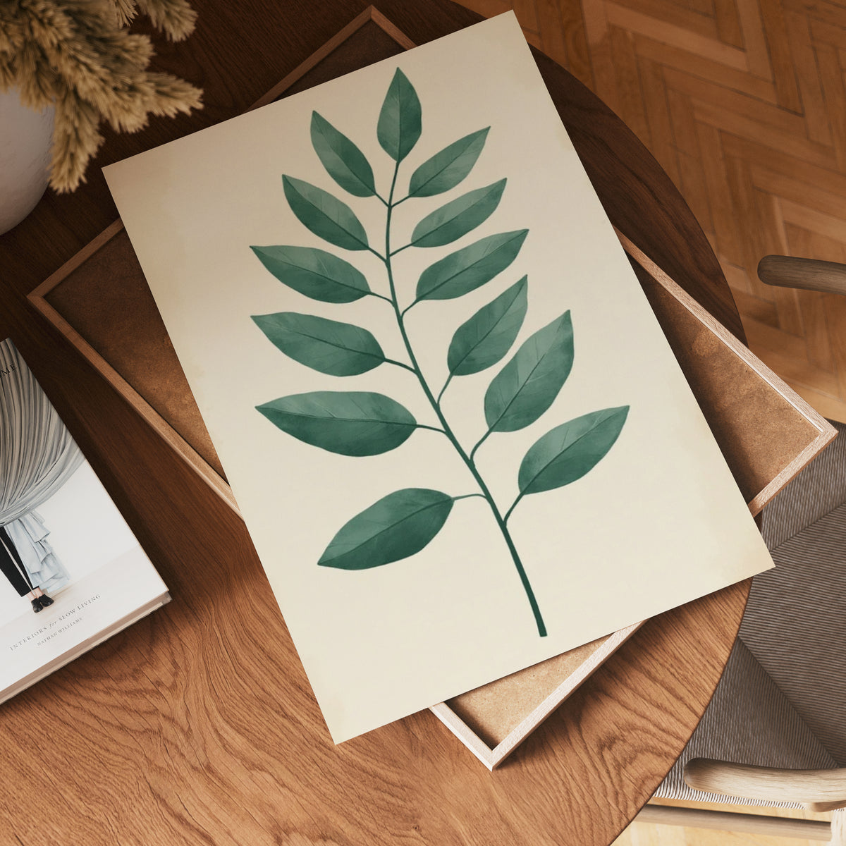 Single Green Leaf poster visad rakt fram – Bozetto affisch i hög tryckkvalitet i hög tryckkvalitet