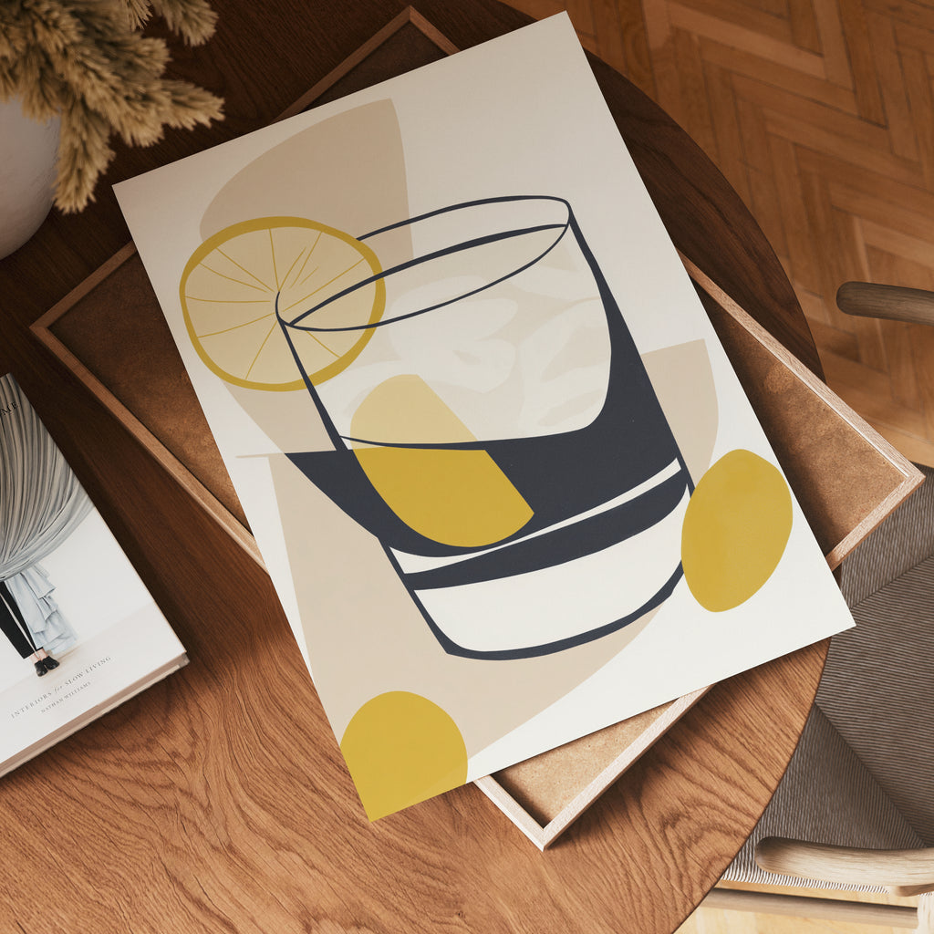 Golden Abstract Drink poster visad rakt fram – Bozetto affisch i hög tryckkvalitet