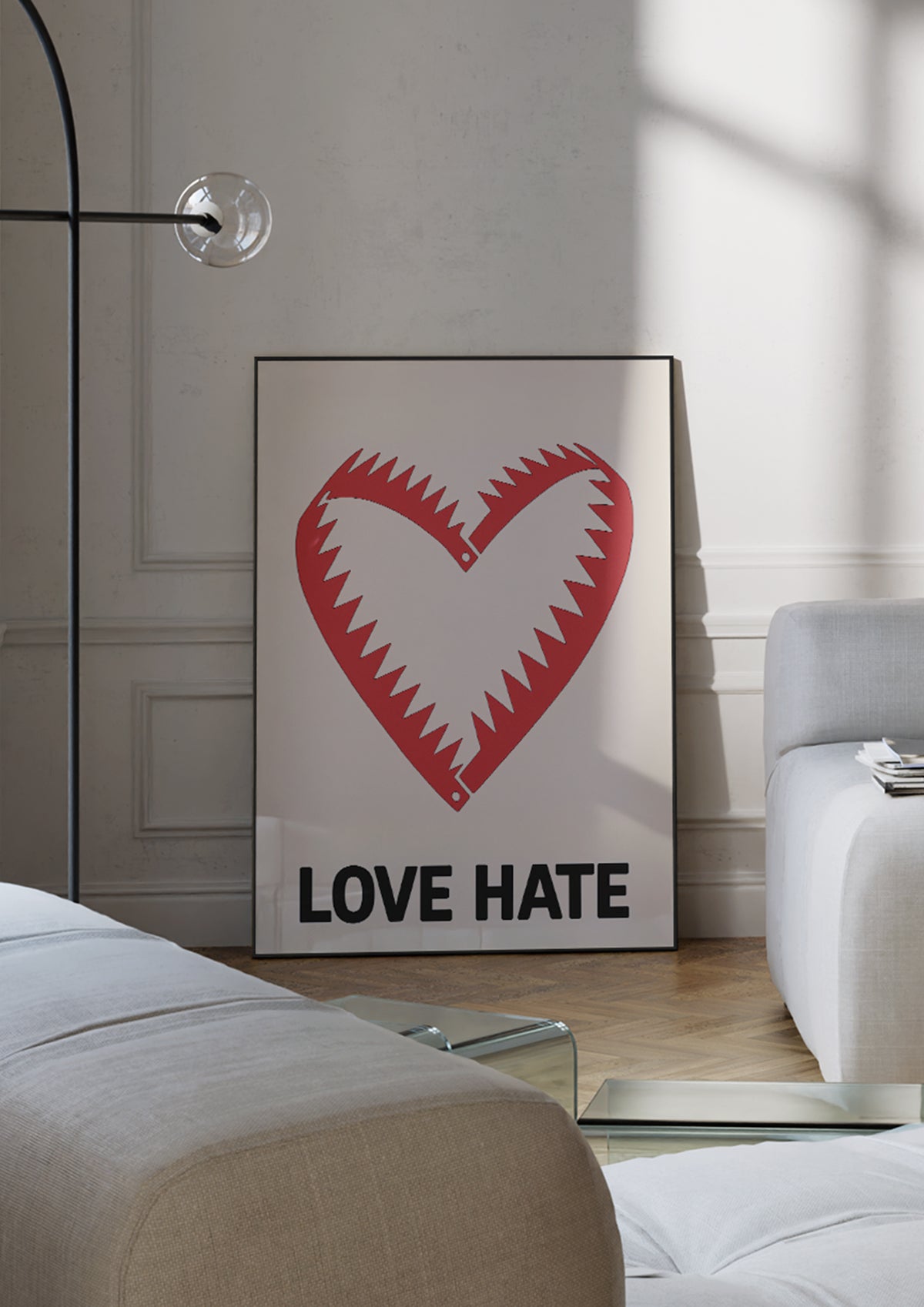 Love Hate poster visad rakt fram – Bozetto affisch i hög tryckkvalitet i hög tryckkvalitet