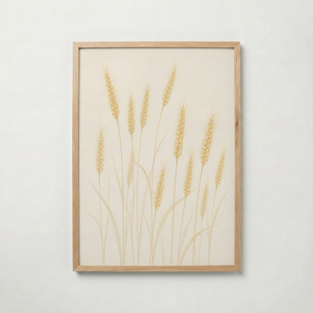Golden Wheat Field i ekram med ljust trä – köp enkelt hos Bozetto affisch i hög kvalitet