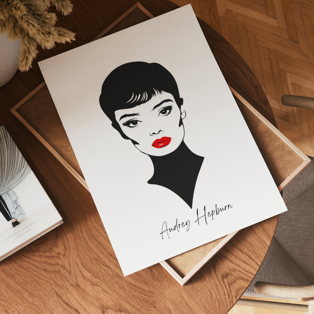 Timeless Audrey Hepburn – affisch med stilfullt motiv från Bozetto i hög kvalitet