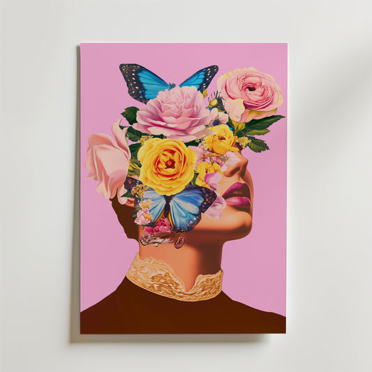 Floral Butterfly Portrait Poster