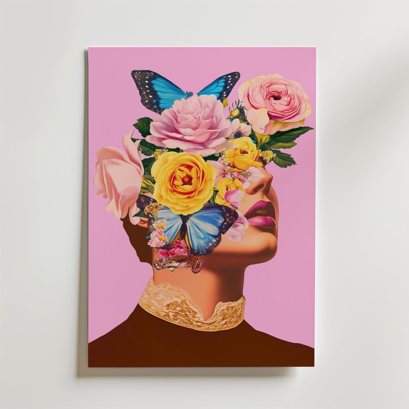 Floral Butterfly Portrait Poster