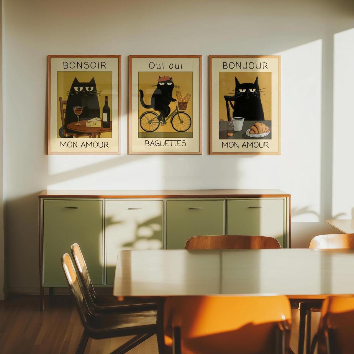 Bundle 3-pack Parisian Cat Trio – kuraterad postercollection som lyfter hemmet hos Bozetto