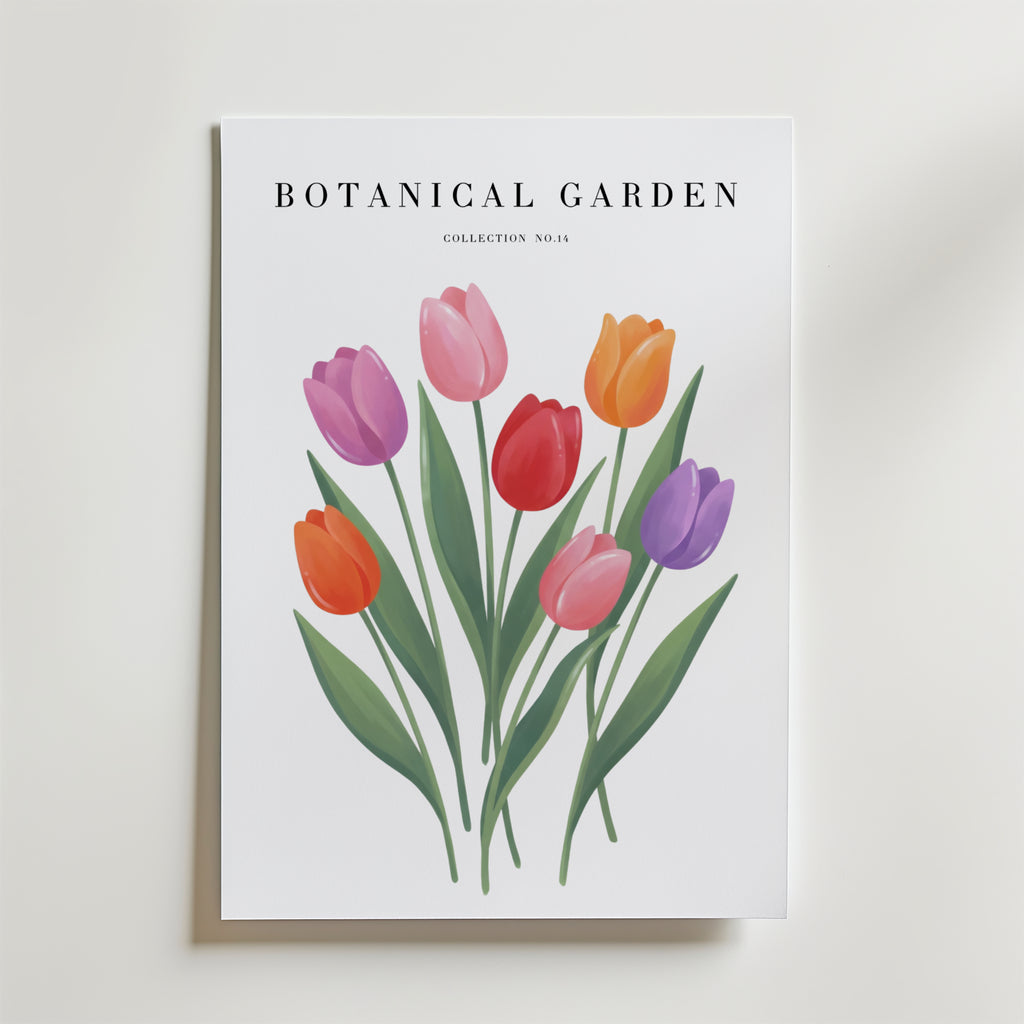 Aurora Tulip Garden – stilfullt konsttryck från Bozetto, tryckt på matt finpapper