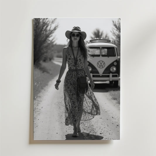 Black And White Old School Roadtrip Poster
