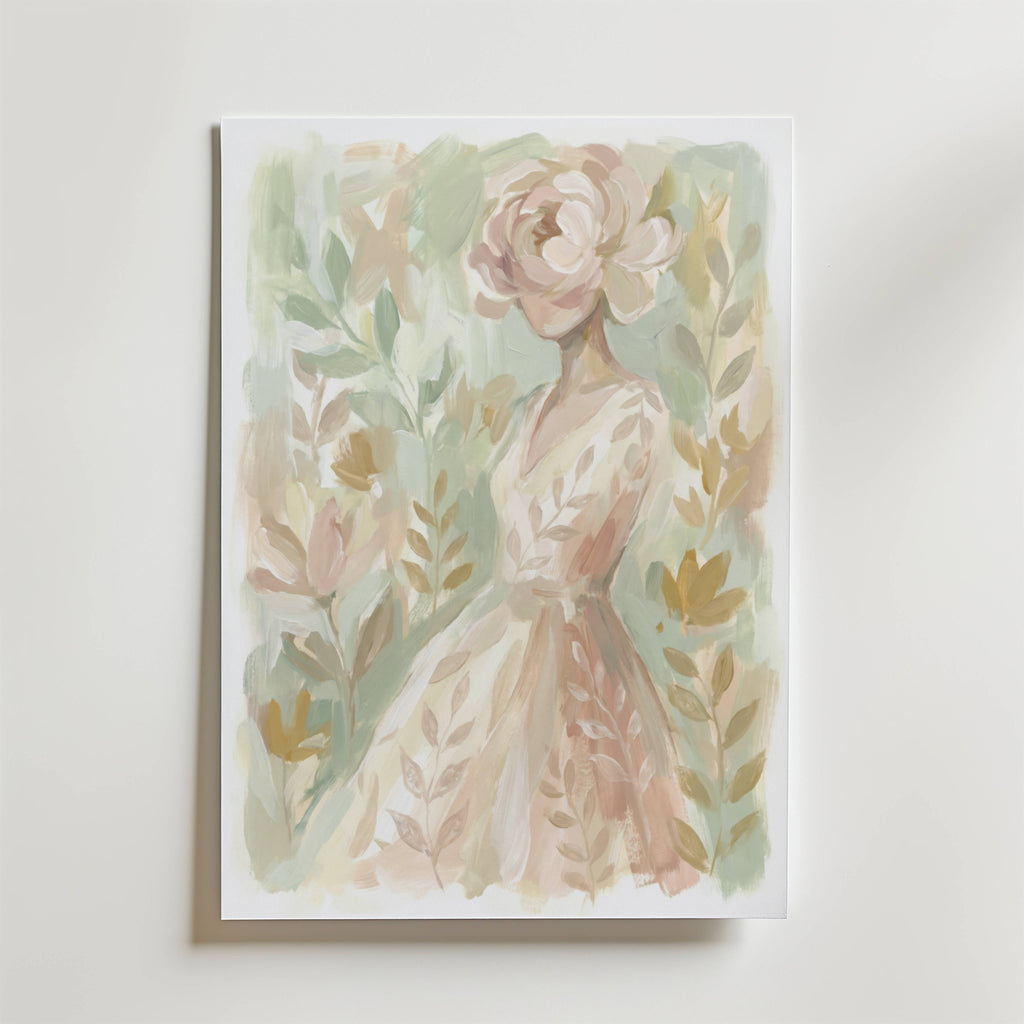 Ethereal Flora Muse – stilfullt konsttryck från Bozetto, tryckt på matt finpapper