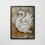 Golden Swan affisch i modern svart ram – stark kontrast och stil, Bozetto poster