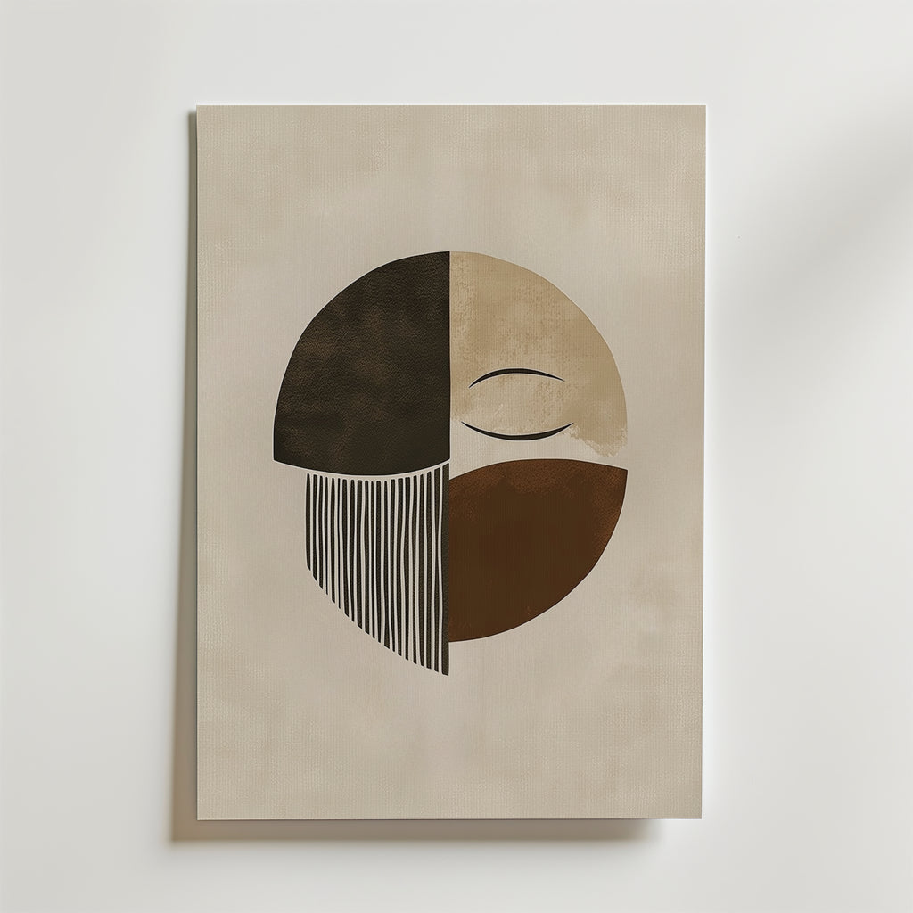 Abstract Face Circle – stilfullt konsttryck från Bozetto, tryckt på matt finpapper