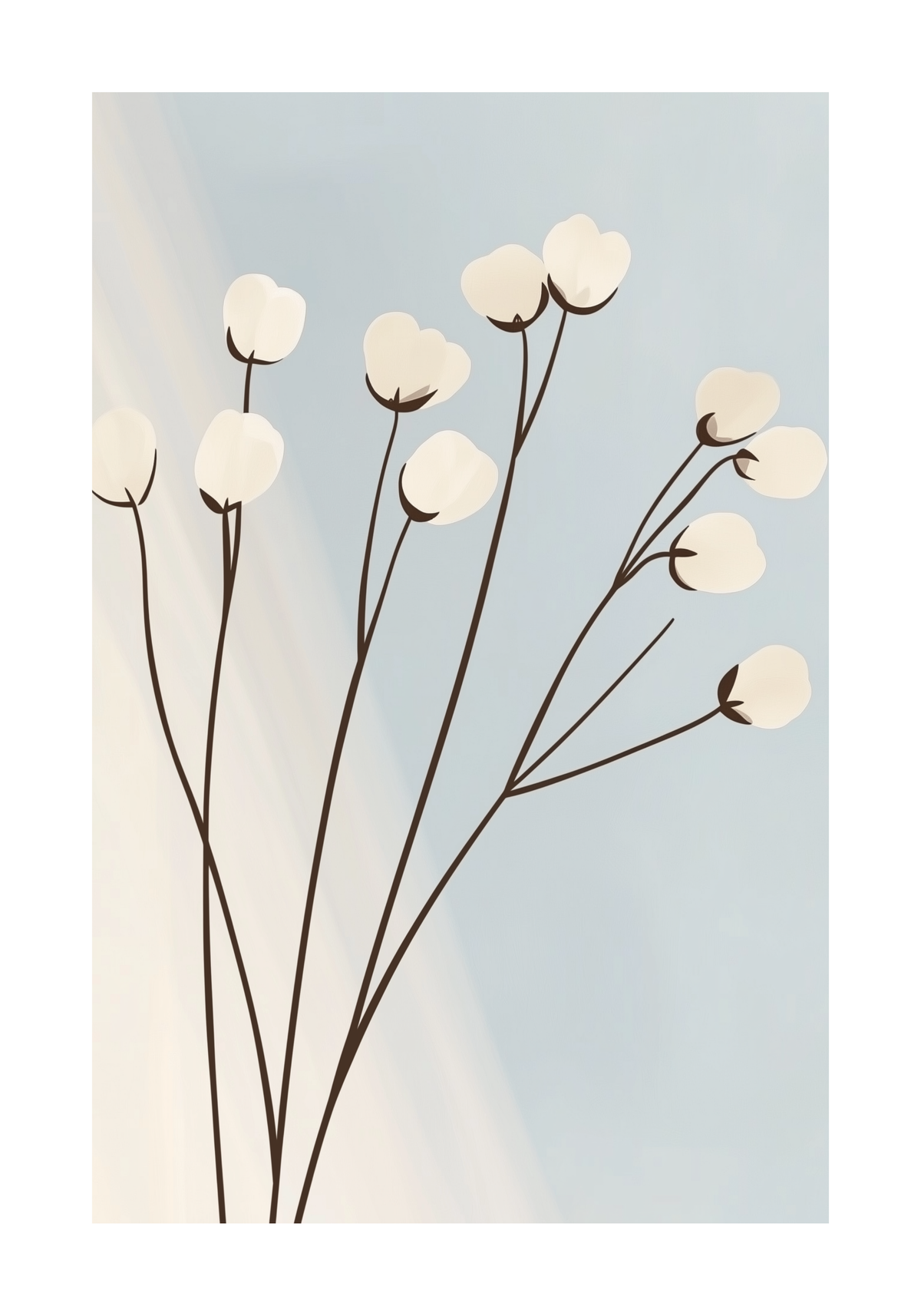 Minimalist cotton flower – köp enkelt hos Bozetto konsttryck i hög kvalitet i hög kvalitet